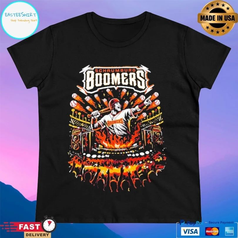 Schaumburg Boomers Baseball Flaming Batter Graphic T-shirt