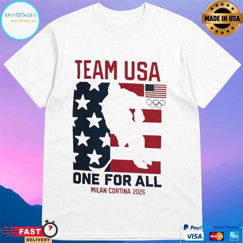 Team Usa One For All Milan Cortina 2026 Flag America Hockey Champions Gold Medal T-shirts