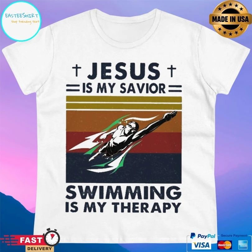 Jesus Is My Savior Swimming Is My Therapy Vintage T-shirt
