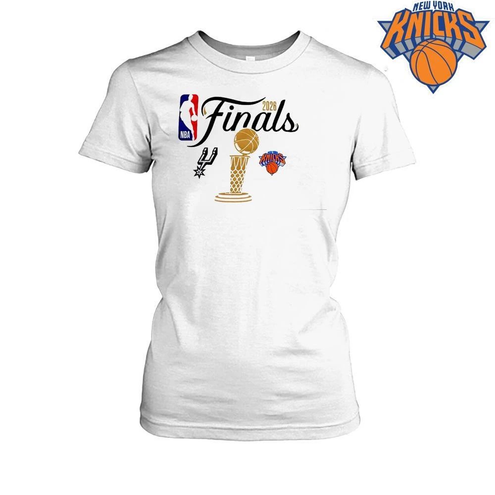 New York Knicks vs San Antonio Spurs Larry O Brien Trophy Basketball Championship NBA Finals 2026 Shirt