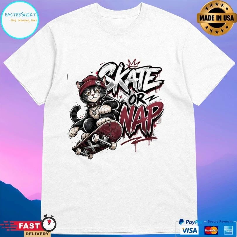 Skate Or Nap Skater Kitten T-shirt