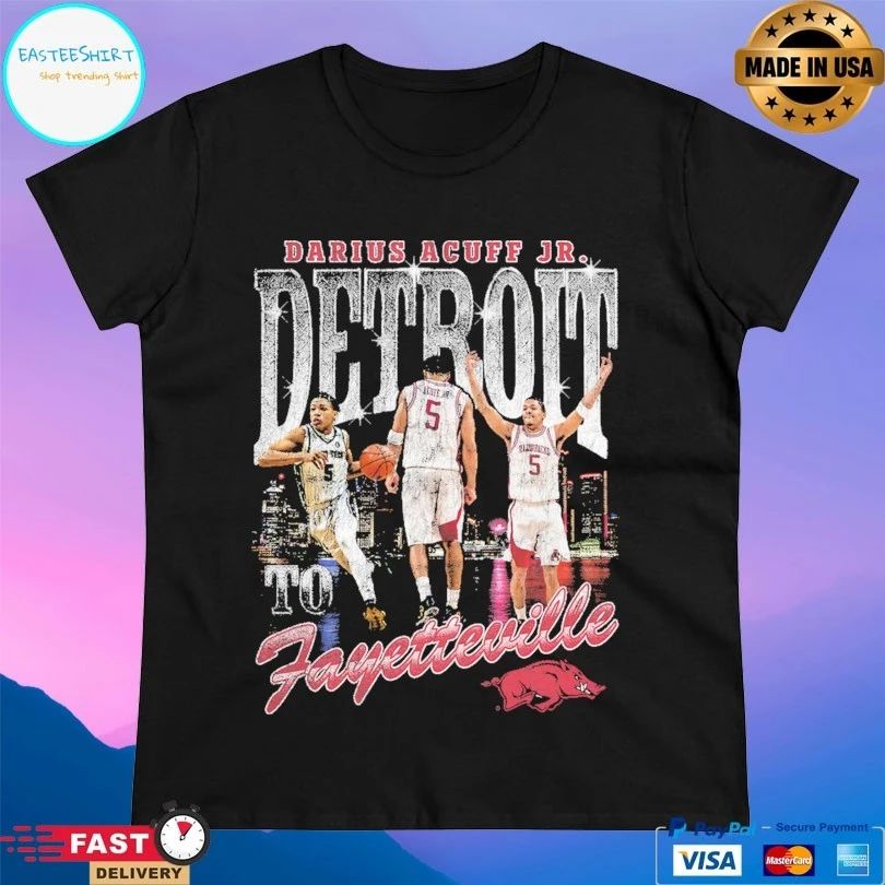 Darius Acuff Jr Detroit To Fayetteville Arkansas Razorbacks Men’s Basketball 2026 T-shirt
