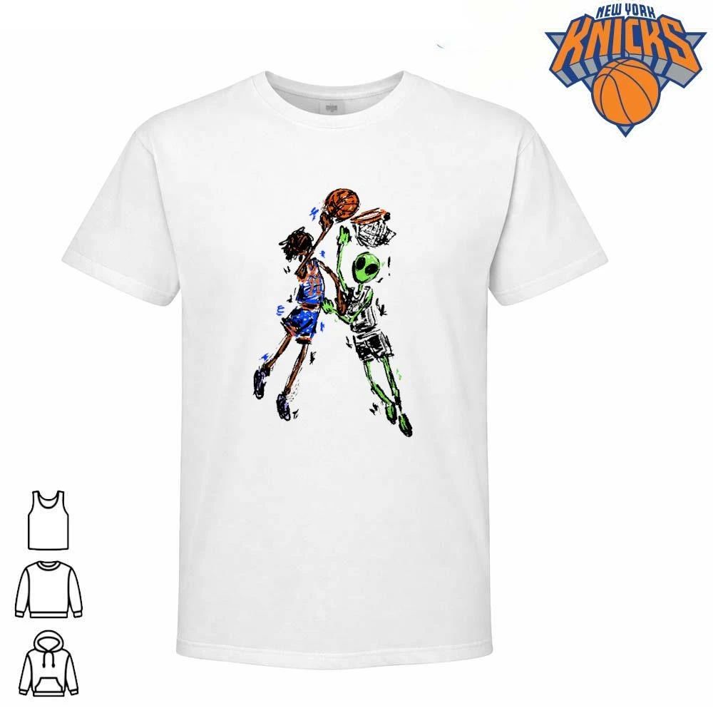 Abstract Street Art Dunk New York Knicks Versus Alien Basketball Shirt