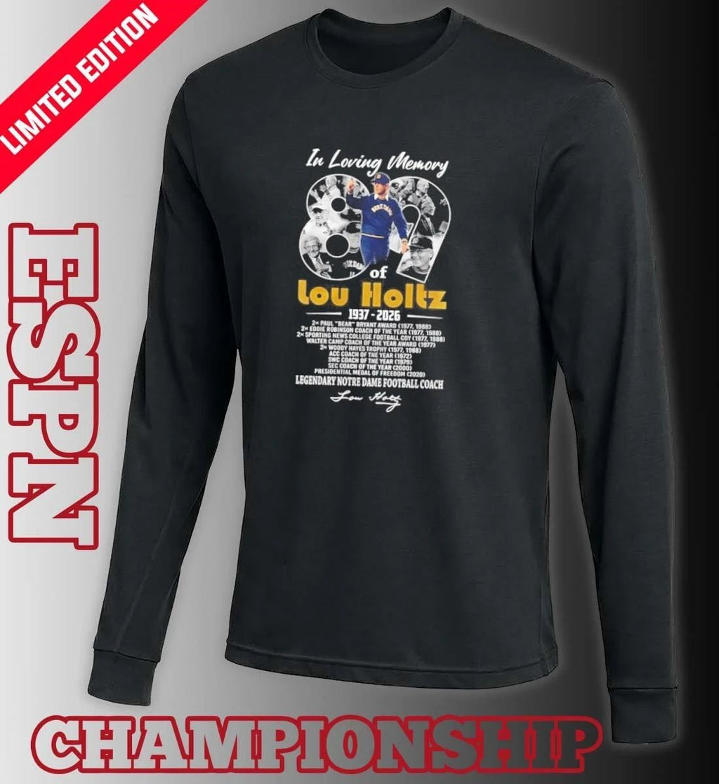 In Loving Memory Of Lou Holtz 1937 2026 Legendary Notre Dame Football Coach Signature Tribute Shirt