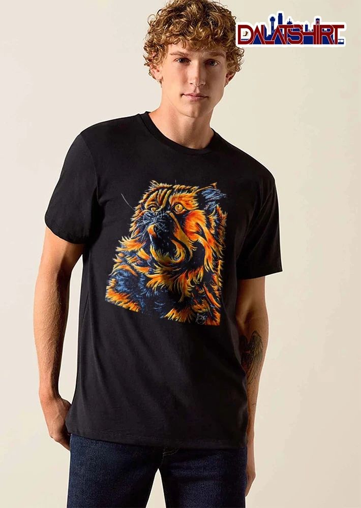 Fluffy Orange Black Tortoiseshell Persian Cat Painting Purple Background shirt