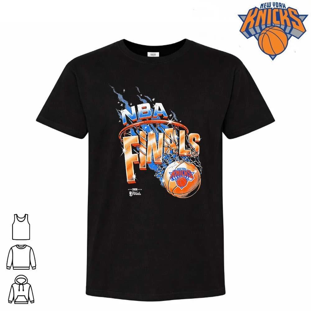 New York Knicks Basketball Net Rim Retro Sparkle Graphic NBA Finals 2026 Shirt
