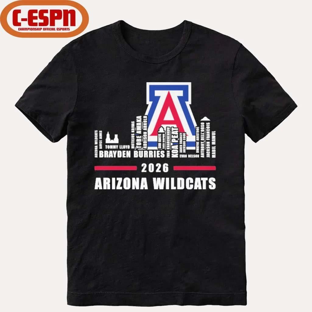 Arizona Basketball Skyline Player Names 2026 Shirt