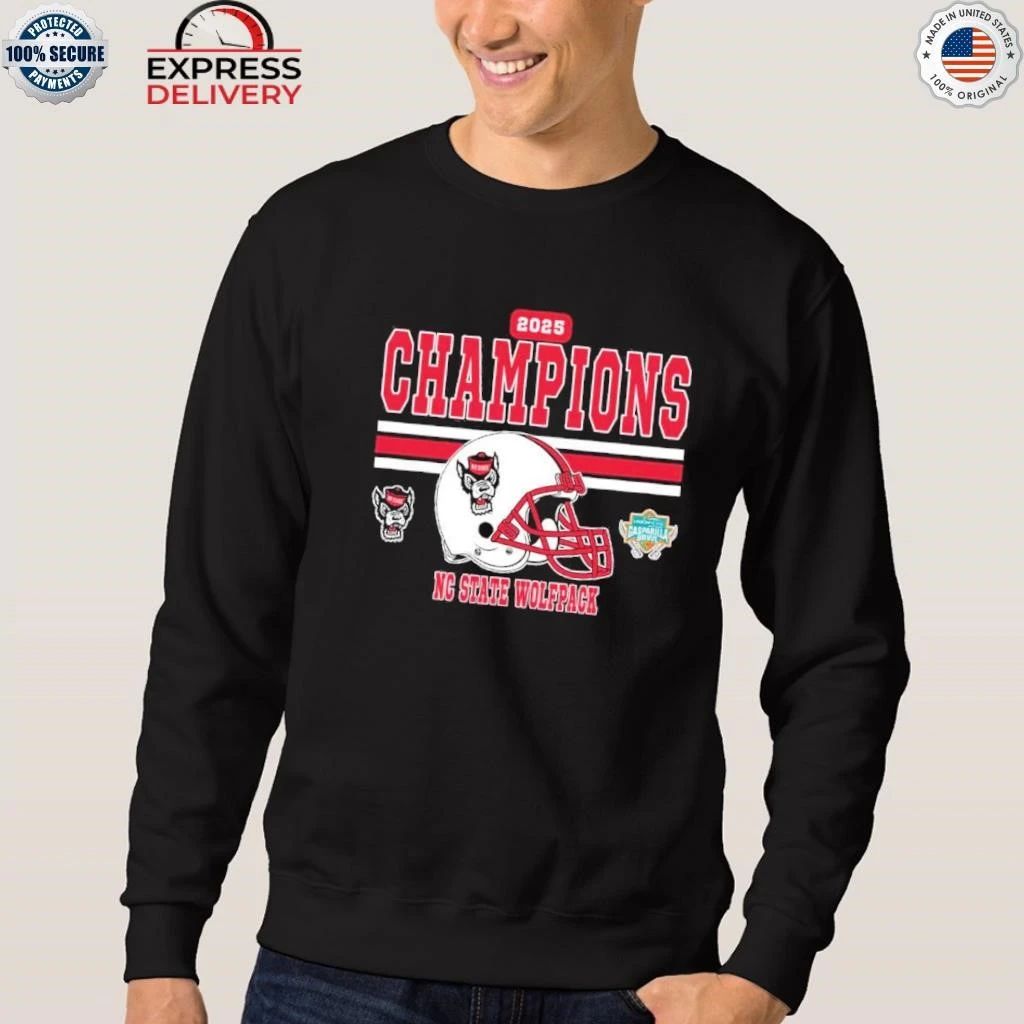 Celebrates Champions 2025 Gasparilla Bowl NC State Wolfpack To The Champions 2025 Union Home Mortgage Gasparilla Shirt