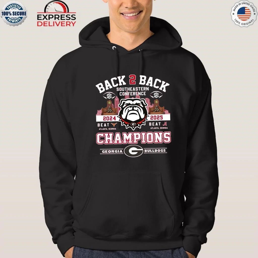 Georgia Bulldogs Back To Back 2024 2025 SEC Champions Skyline Shirt