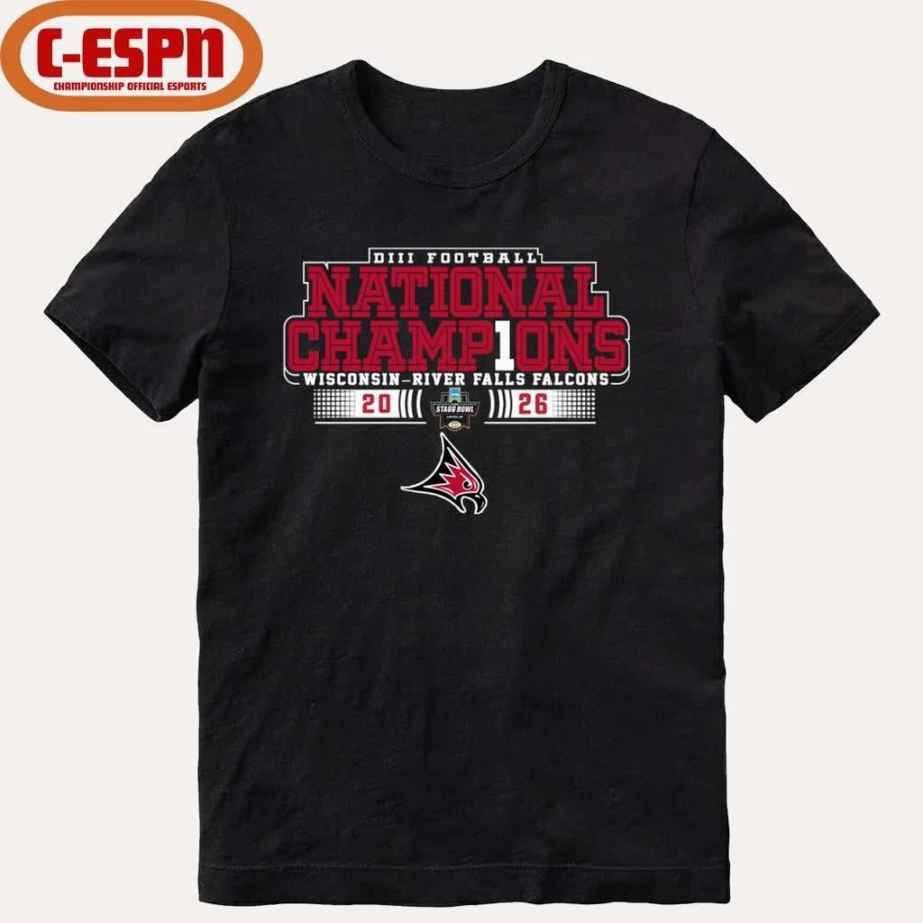 UW-River Falls Falcons NCAA DIII Football National Champions T-Shirt