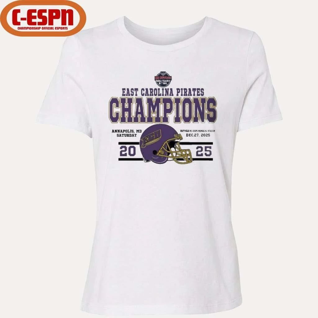 East Carolina Pirates Football Named To Champions 2025 Go Bowling Military Bowl Shirt