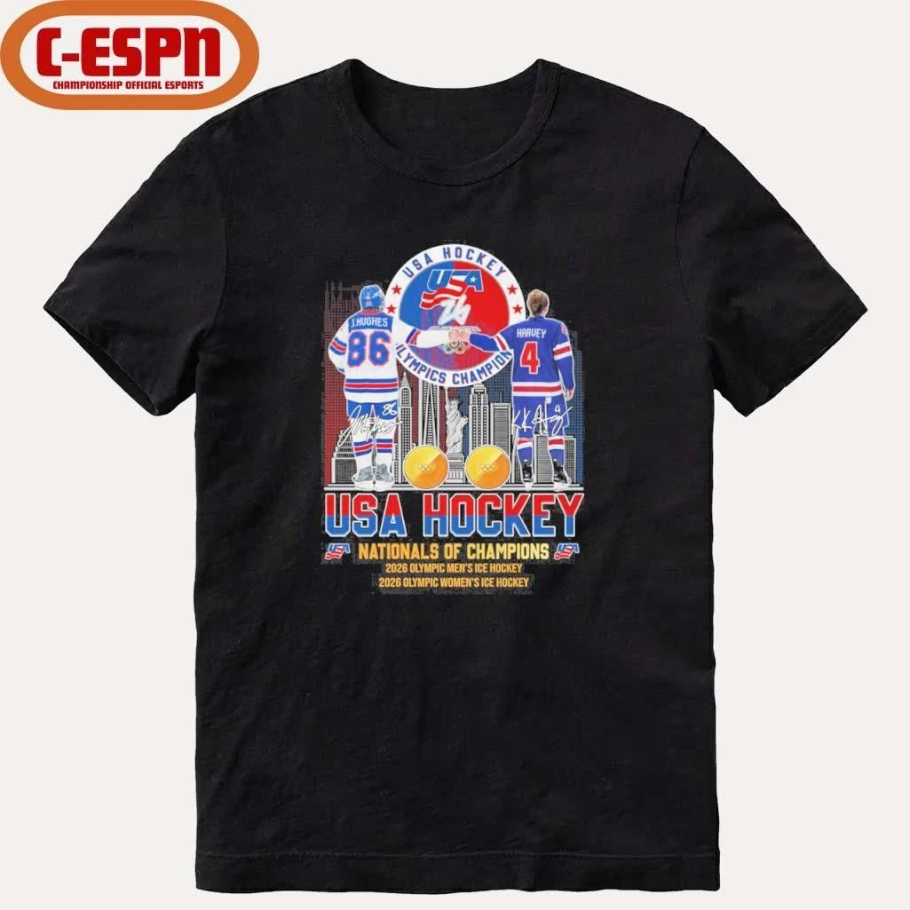 Jack Hughes And Caroline Harvey USA Hockey Nationals Of Champions Shirt