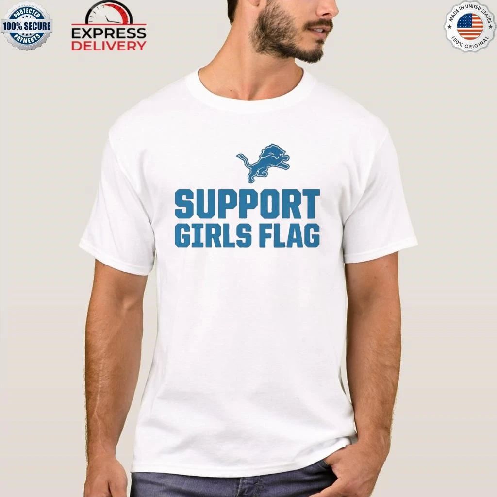 Lions Support Girls Flag Shirt