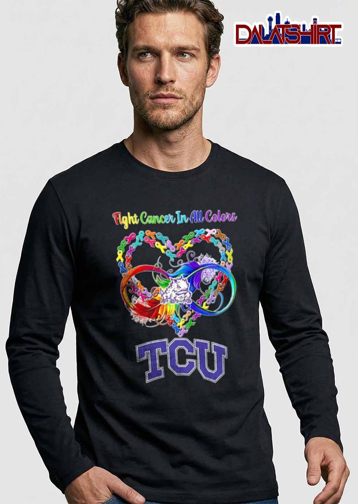 Tcu Horned Frogs NCAA Fight Cancer In All Colors Ribbons Heart Infinity Feather shirt