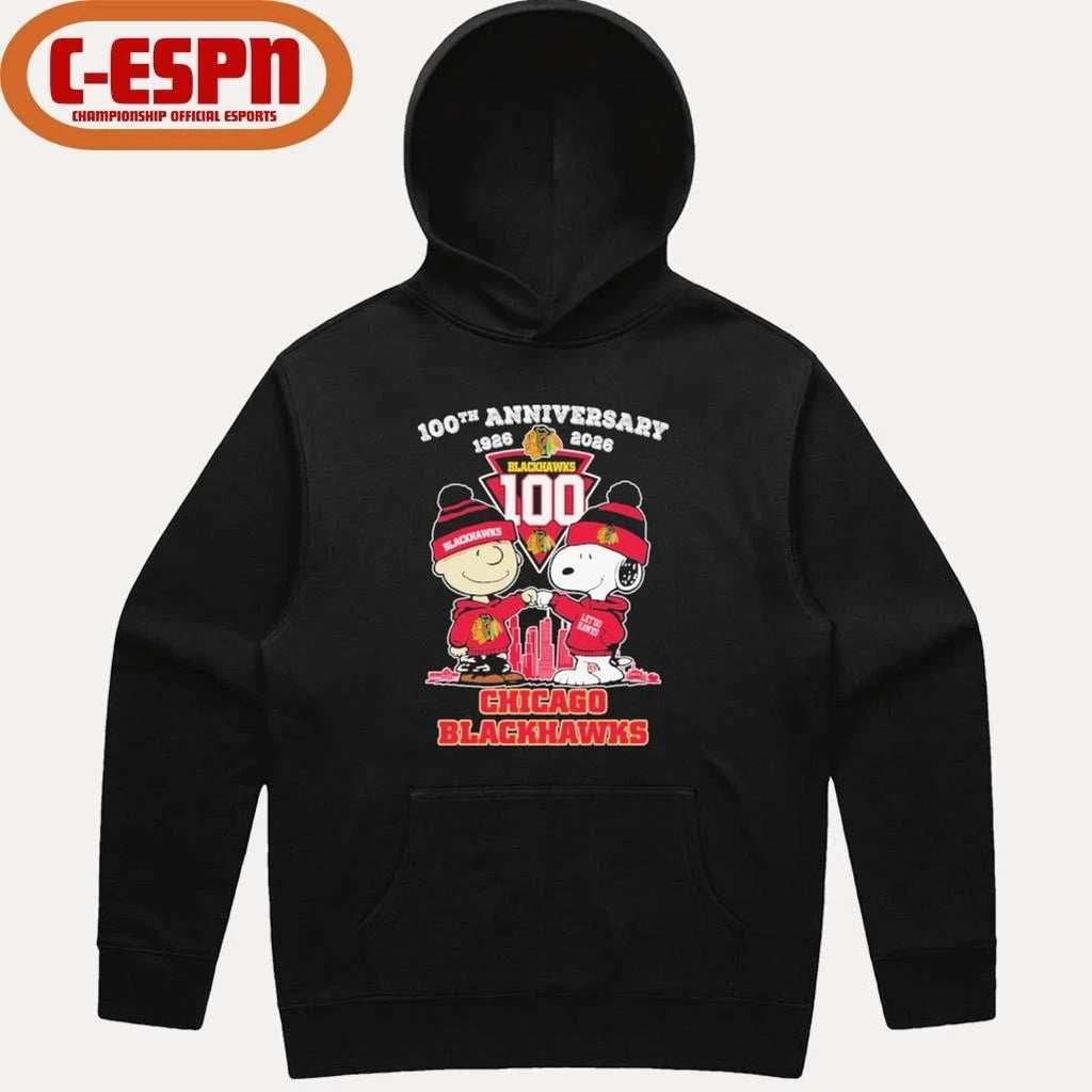 The Peanuts Fist Bump X Chicago Blackhawks 100th Anniversary 1926-2026 Shirt