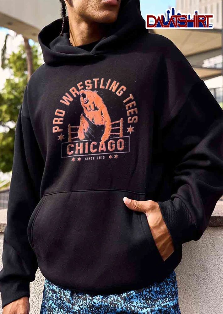 Pro Wrestling Tees Chicago Since 2013 Roaring Bear Jumping Ring Ropes Distressed shirt