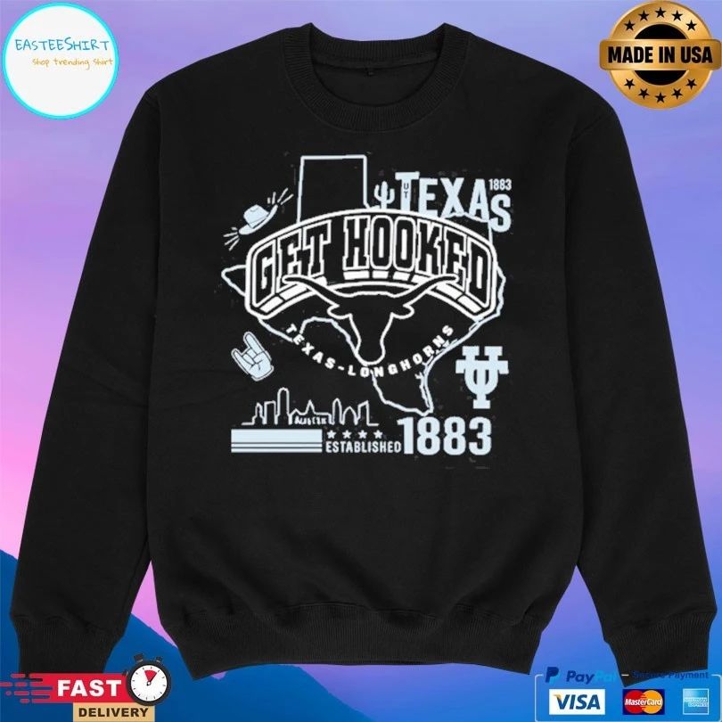 Texas Longhorns Get Hooked All Over Logos Established 1883 T-shirt
