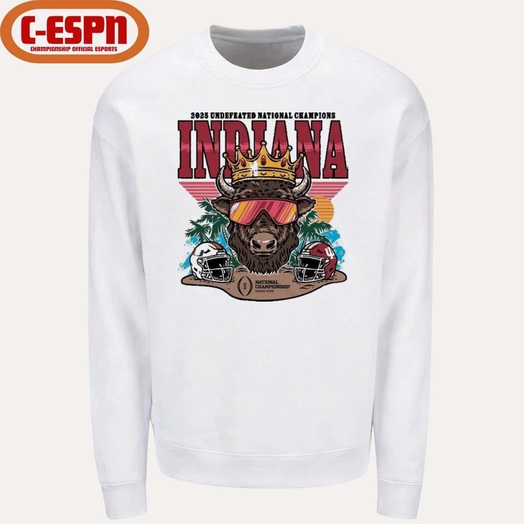 Indiana University Hoosiers Football 2025 Undefeated National Champions Bison Crown Shirt