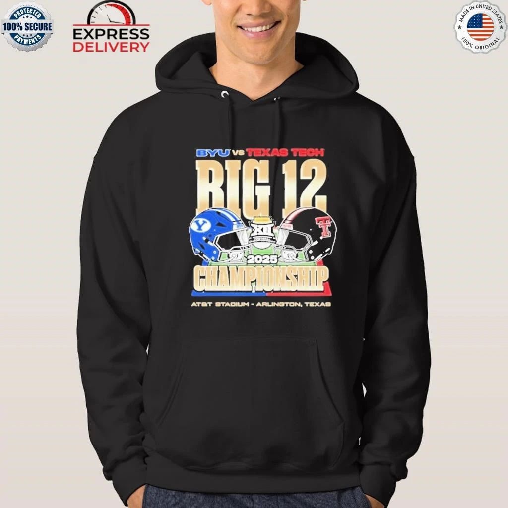 BYU Vs Tech Red Raiders 2025 Big 12 Football Championship Helmet Shirt