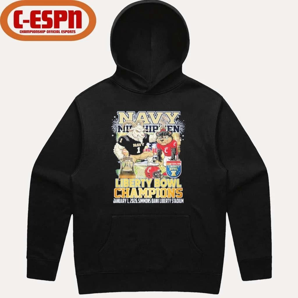 Navy Midshipmen Mascot Liberty Bowl Champions 2026 Shirt