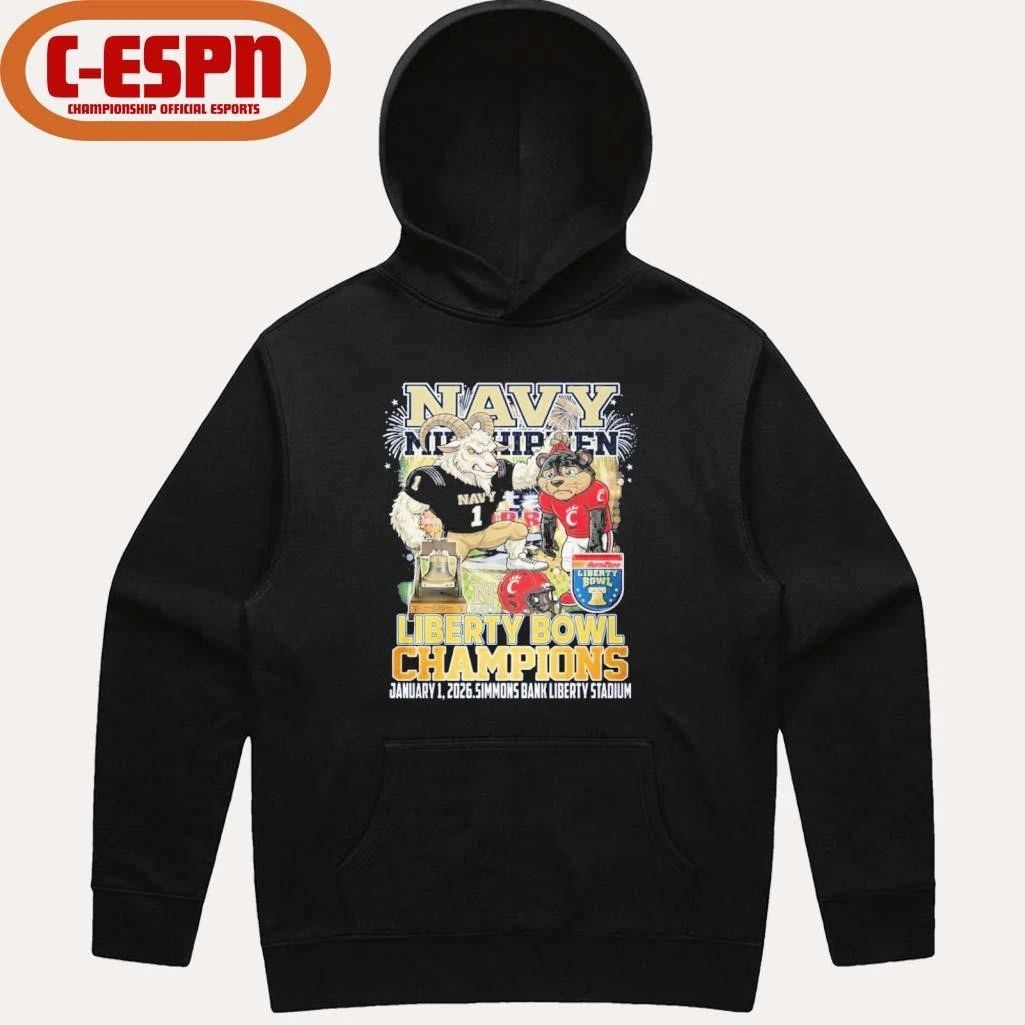 Navy Midshipmen Mascot Liberty Bowl Champions 2026 Shirt