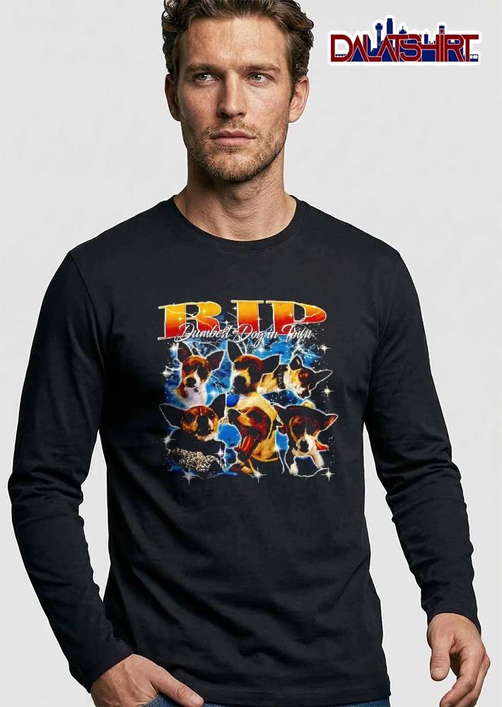 Rip Dumbest Dog In Town Small Brown Pet Photo Collage Outfits Lightning Stars Bootleg shirt