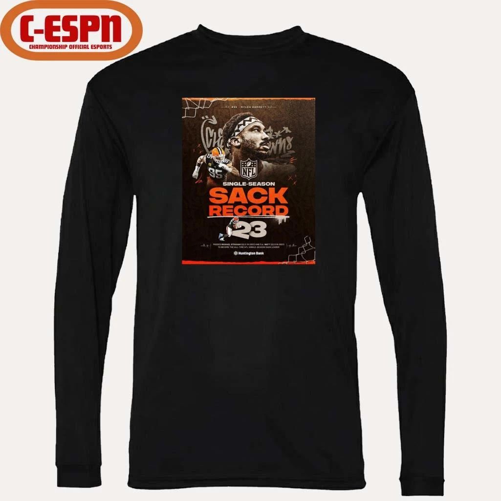 Single Season Sacks Record Myles Garrett Cleveland Football Shirt