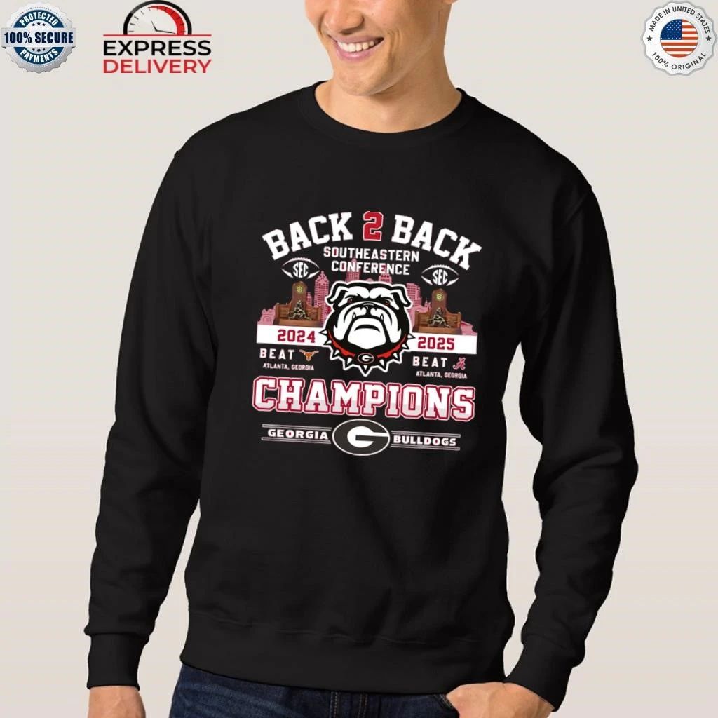 Georgia Bulldogs Back To Back 2024 2025 SEC Champions Skyline Shirt