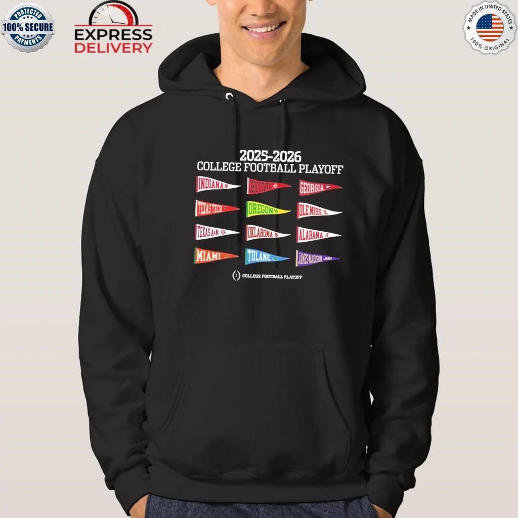 2025-26 College Football Playoff Pennant Tee For Exclusive 12 Teams Playoff CFB Shirt