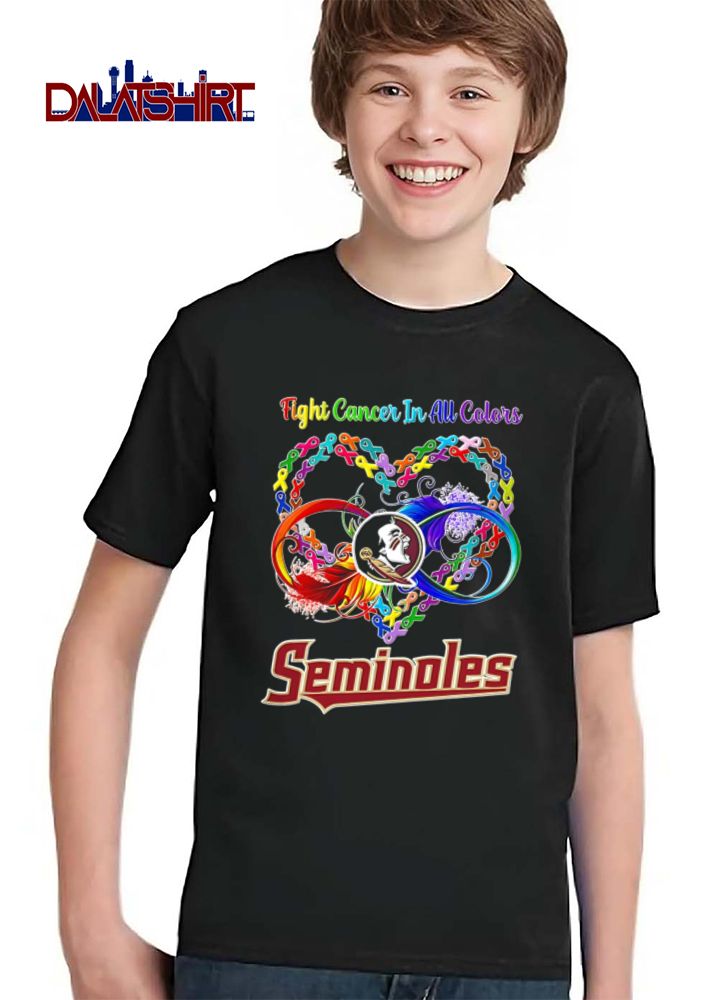 Florida State Seminoles NCAA Fight Cancer In All Colors Awareness Ribbons Heart Infinity Feather shirt