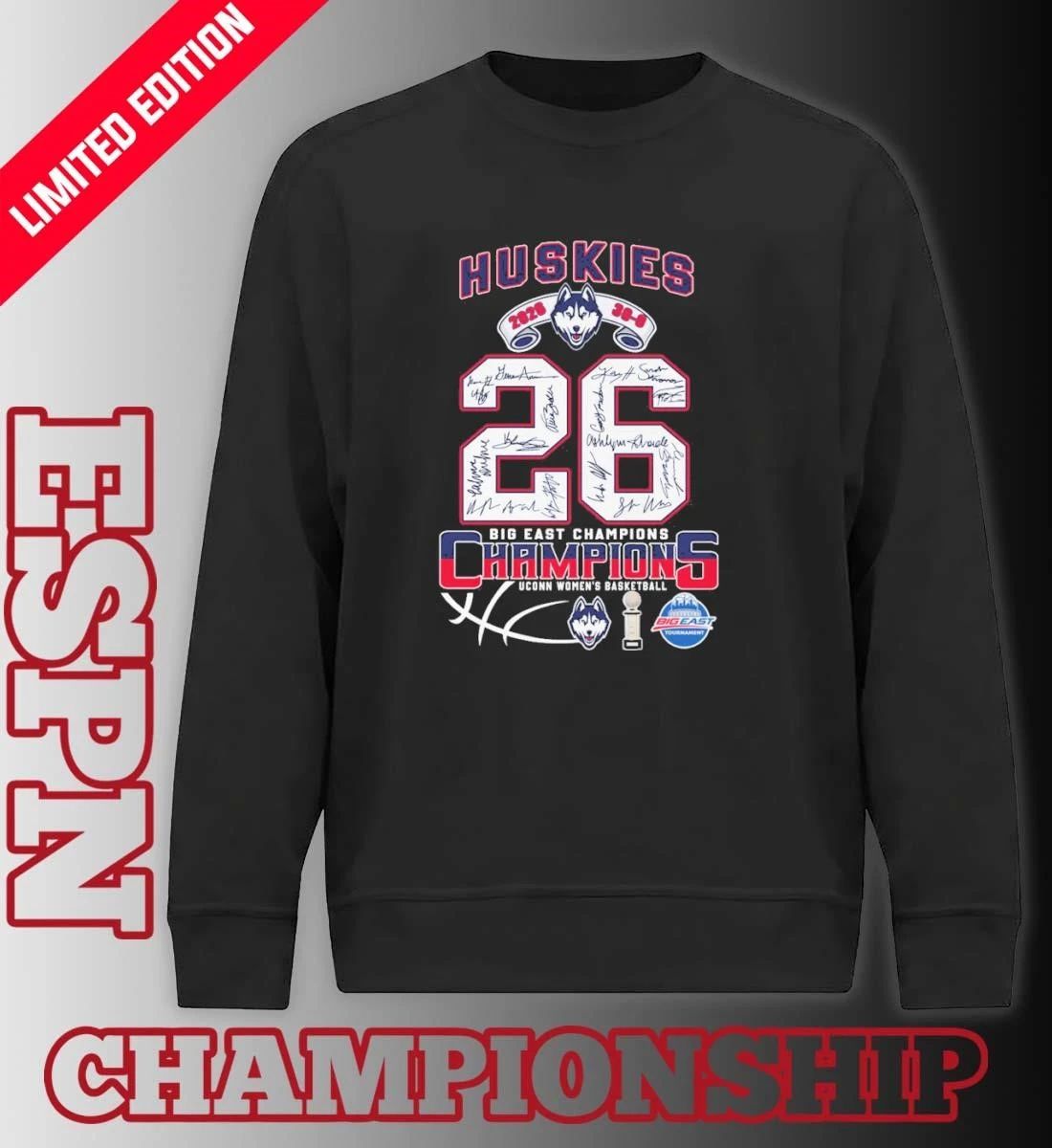 Uconn Huskies 2026 Big East Women’s Basketball Champions 30-0 Signatures Shirt