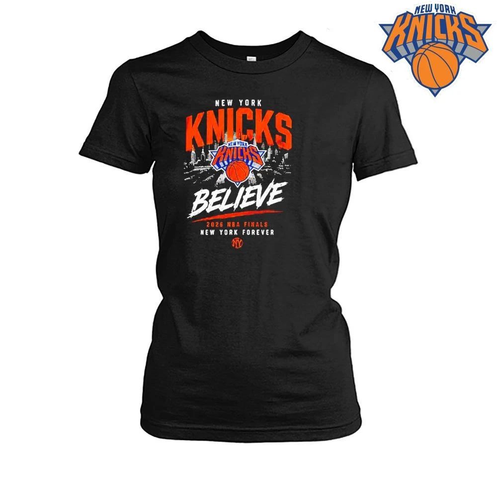 New York Knicks Believe New York Forever 2026 NBA Finals Black T Shirt