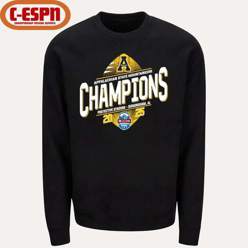 Appalachian State Mountaineers 2025 Birmingham Bowl Champions T-Shirt