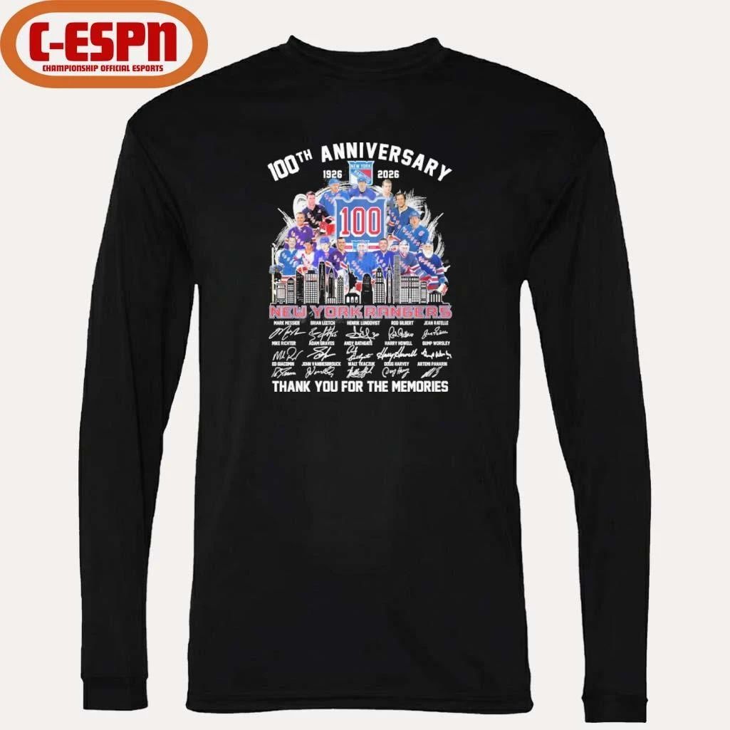 100th Anniversary 1926-2026 New York Rangers Team Hockey Signatures Shirt