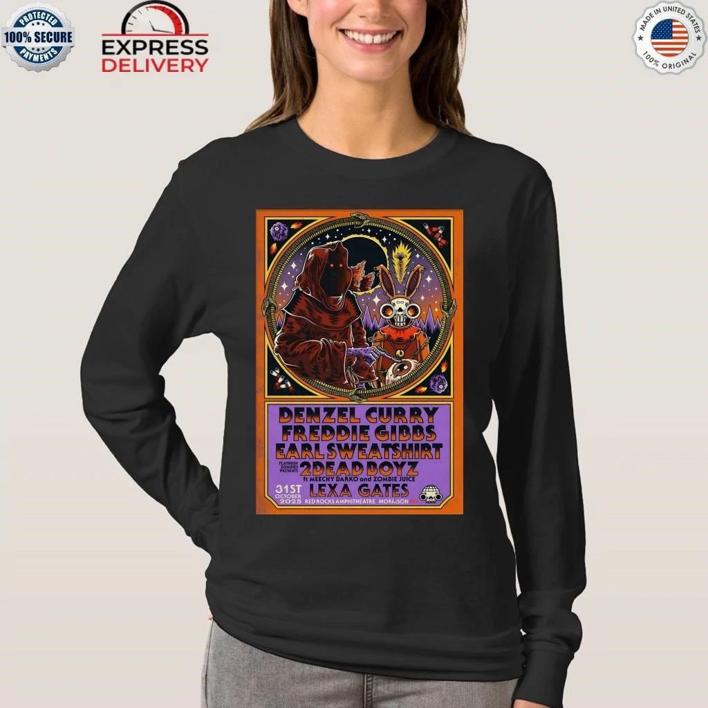 Denzel Curry And Freddie Gibbs With Earl Sweatshirt 10 31 2025 Red Rocks Amphitheatre Shirt