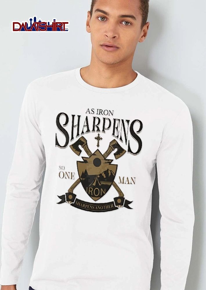As Iron Sharpens So One Man Another Proverbs 27 17 Crossed Axes Shield Mountain Tent shirt