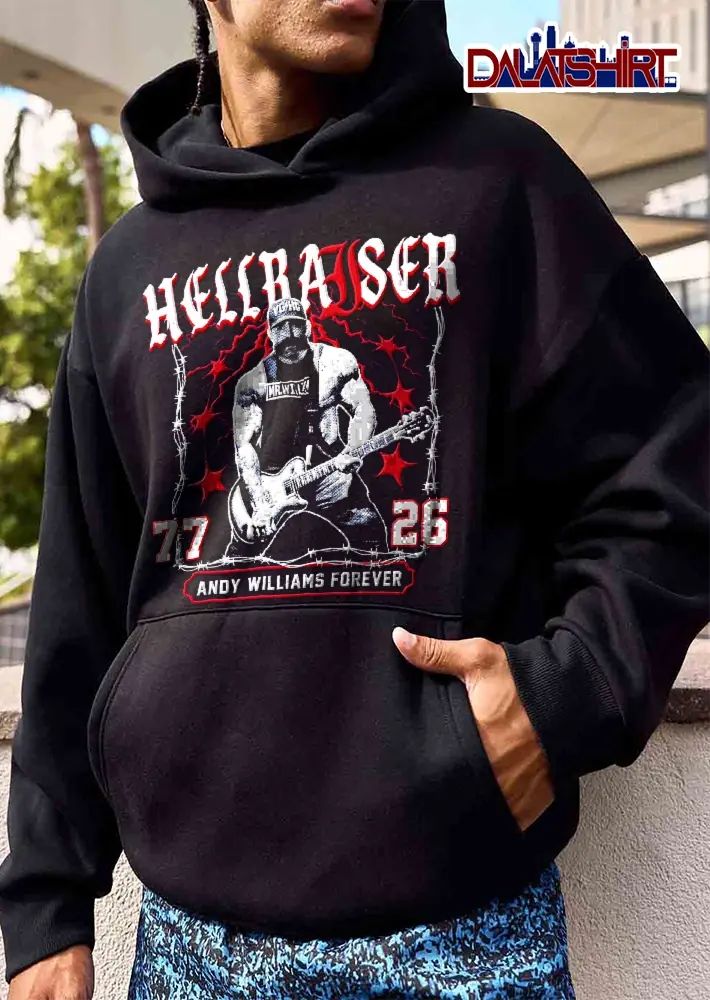 Hellraiser Mr Willz Andy Williams Forever 77 26 Halftone Bearded Guitarist Barbed Wire shirt