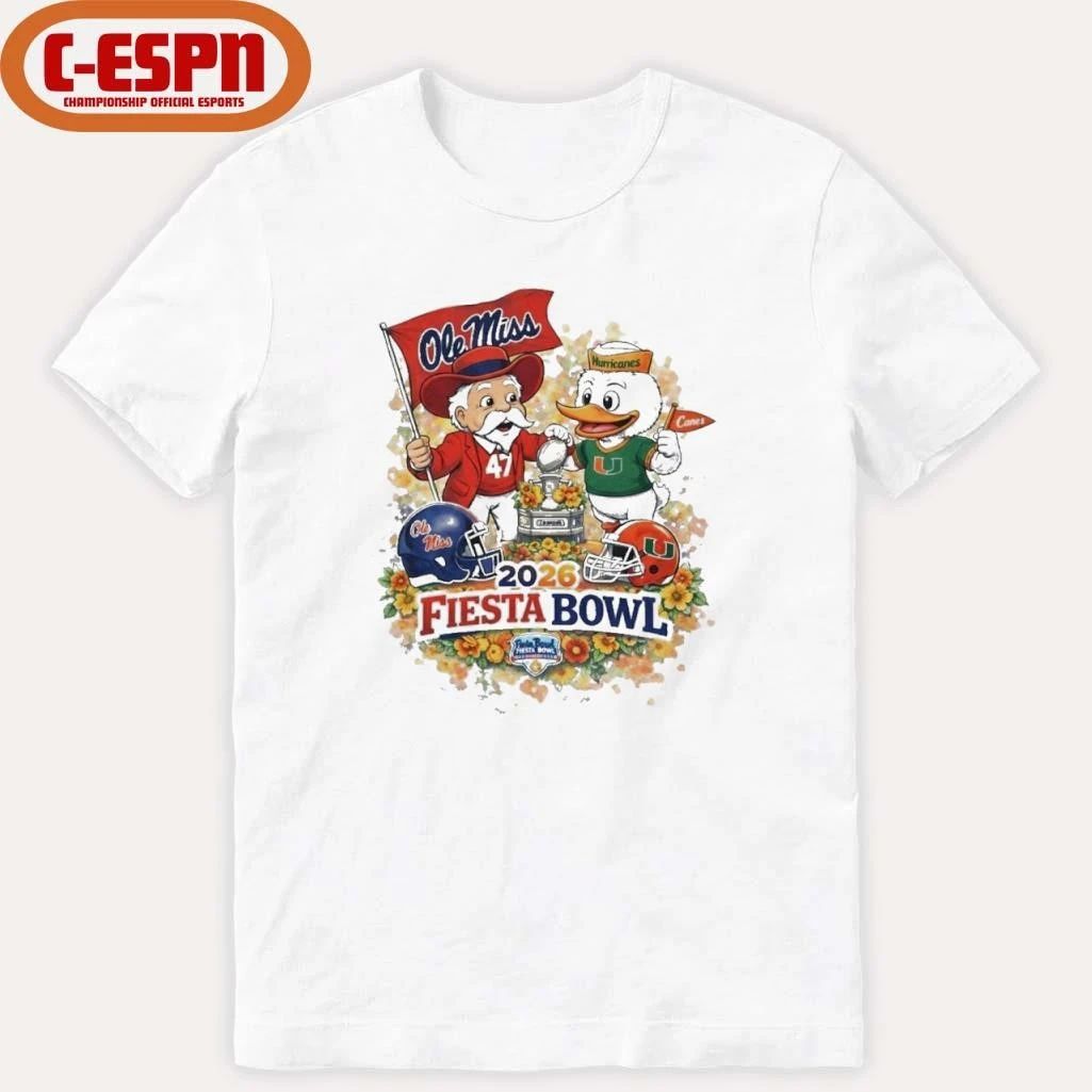 Colonel Reb Ole Miss Vs Sebastian the Ibis Miami CFP 2026 Fiesta Bowl Matchup T-Shirt