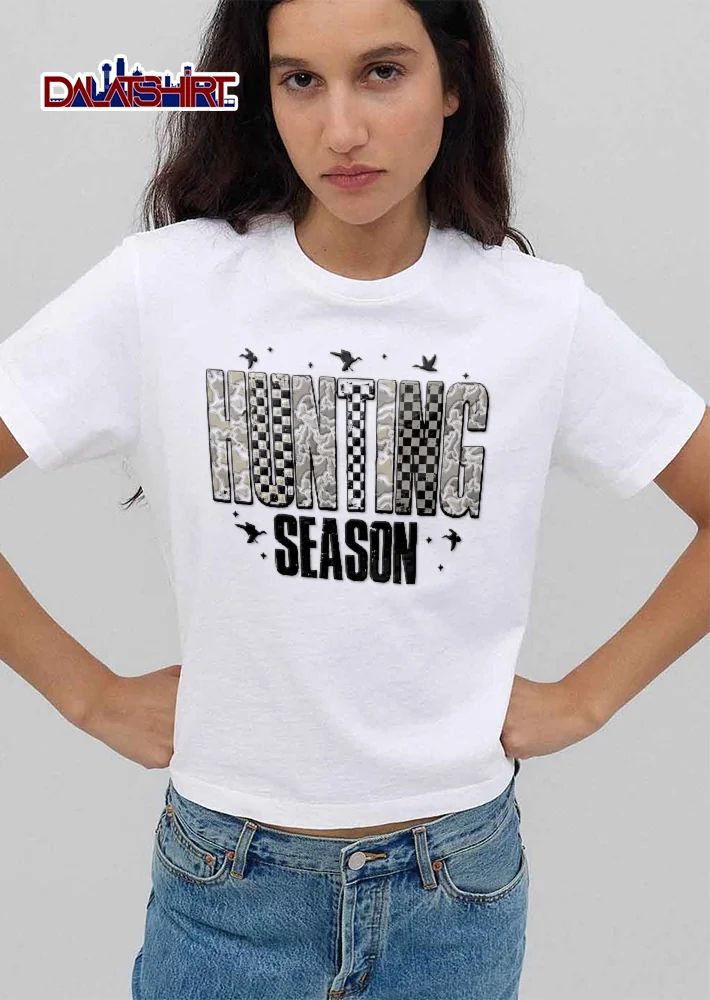 Hunting Season Flying Duck Silhouettes Distressed Camouflage Checkered shirt