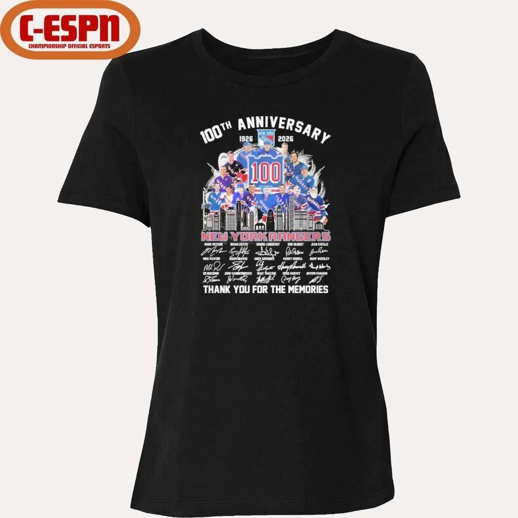 100th Anniversary 1926-2026 New York Rangers Team Hockey Signatures Shirt