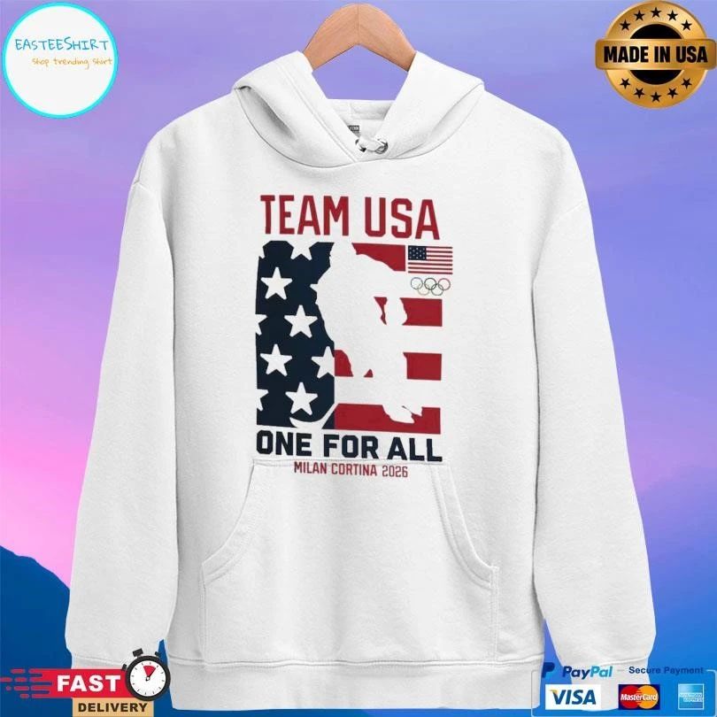 Team Usa One For All Milan Cortina 2026 Flag America Hockey Champions Gold Medal T-shirts