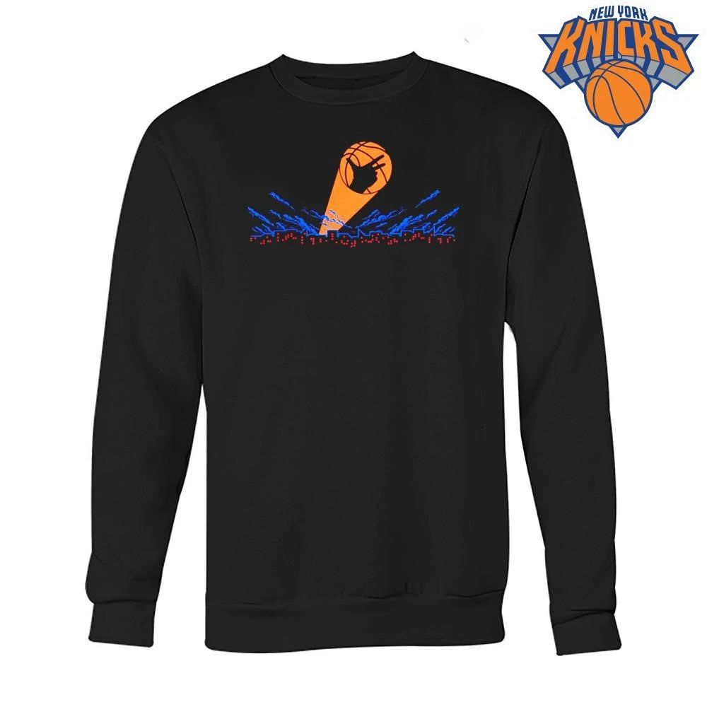 New York Knicks Jalen Brunson Three Point Hand Sign Celebration Bat Signal Skyline Logo NBA Finals 2026 Shirt