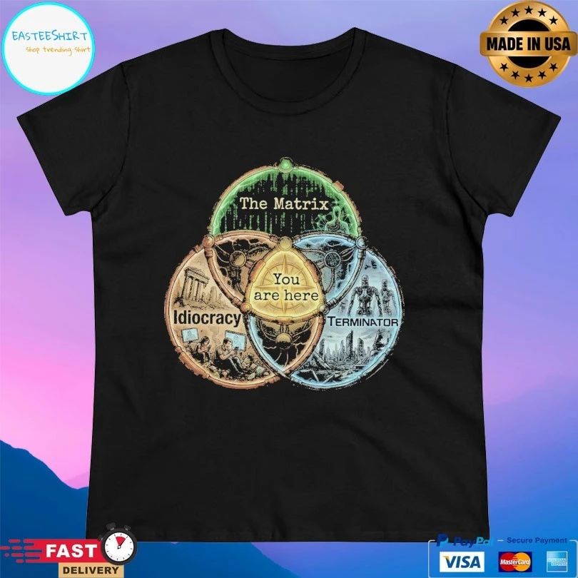 Your Current Dystopia You Are Here The Matrix Idiocracy Terminator T-shirts