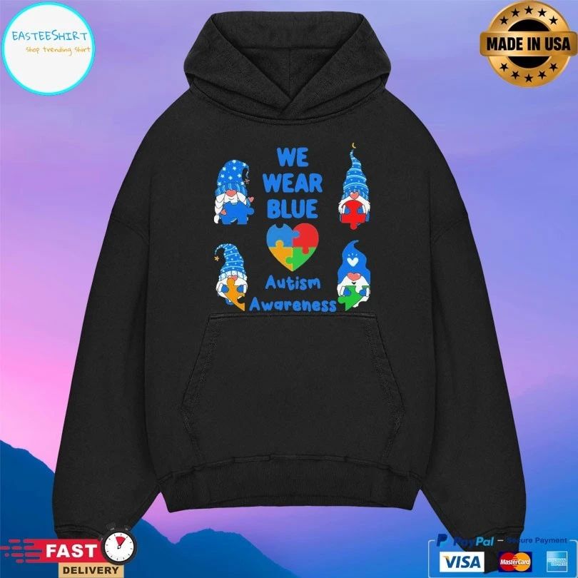 We Wear Blue To Spread Love In 2021 Autism Awareness Gnomes T-shirt