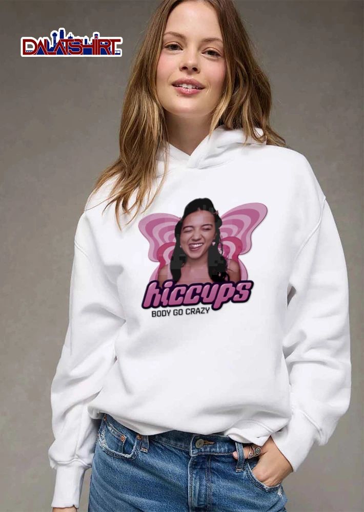 Hiccups Body Go Crazy Woman Tongue Out Pink Butterfly Wings shirt
