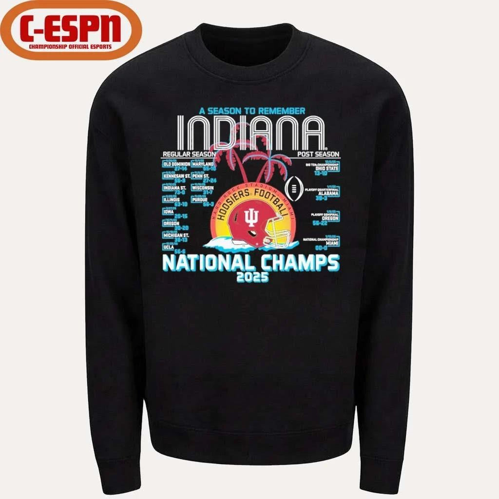 Indiana Football CFP National Champions Retro Schedule T-Shirt