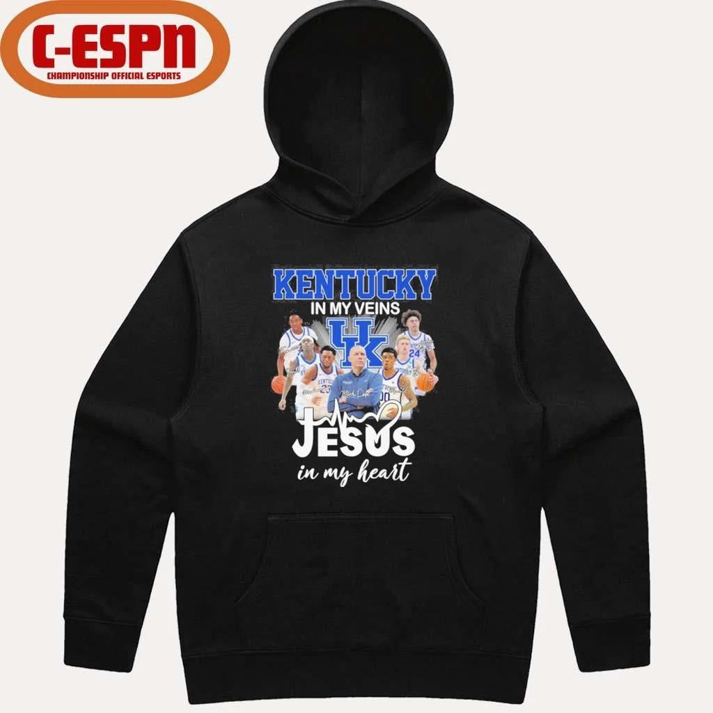 Kentucky Men’s Basketball In My Veins Jesus In My Heart Shirt
