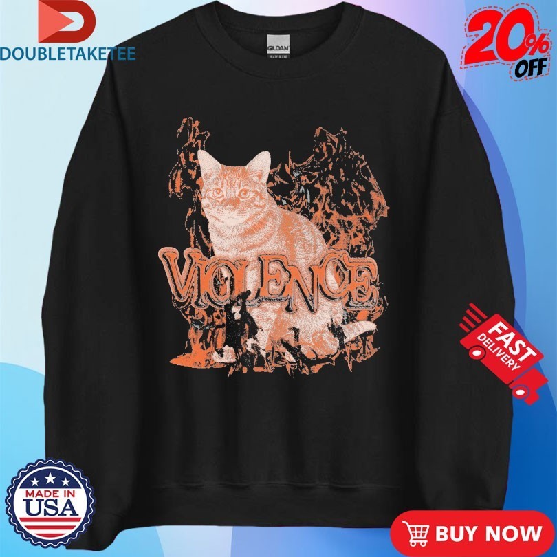 violence Cat Flames Shirts