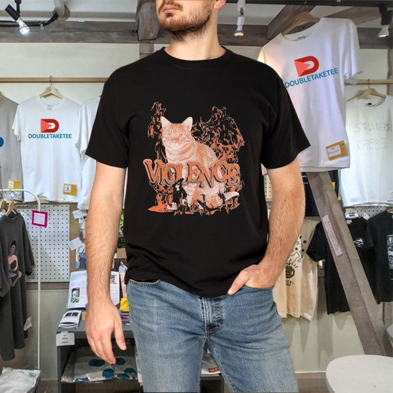 violence Cat Flames Shirts