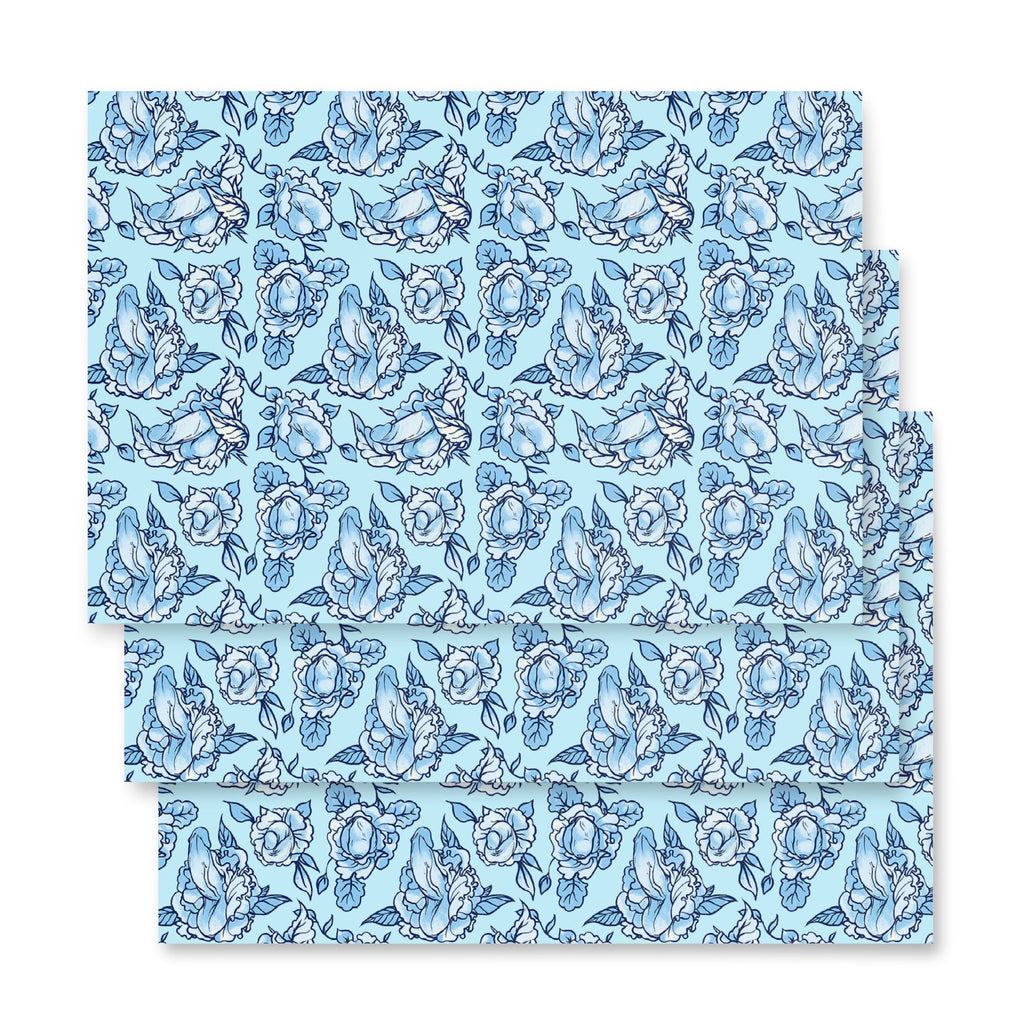 Floral Penis Blue Wrapping Paper Sheets